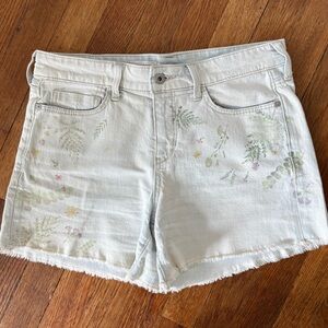 Anthropologie Floral Denim High Waisted Boyfriend Shorts - Size 26